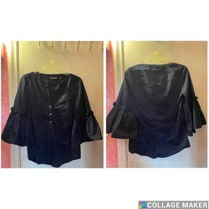 Navy Button Up Bell Sleeves